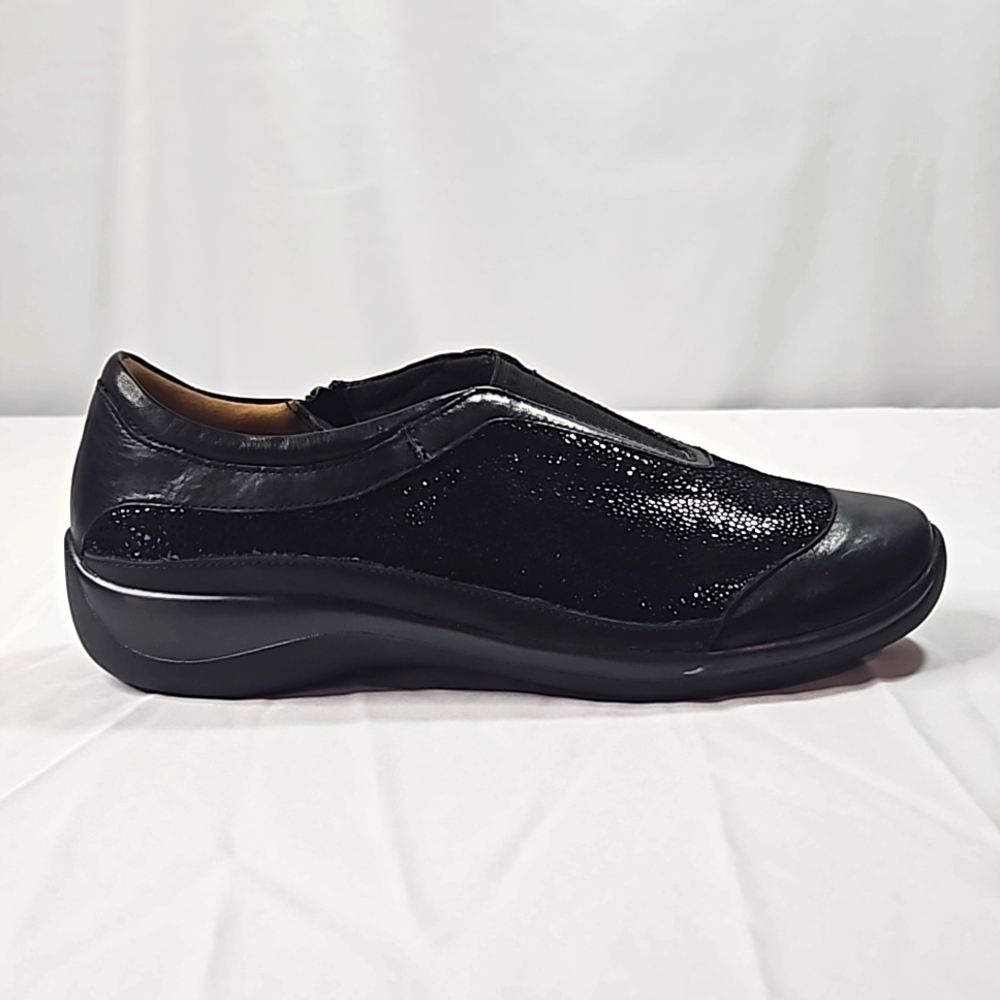 ZIERA Jump Leather/Suede Black Womens Loafers Size 38/7.5